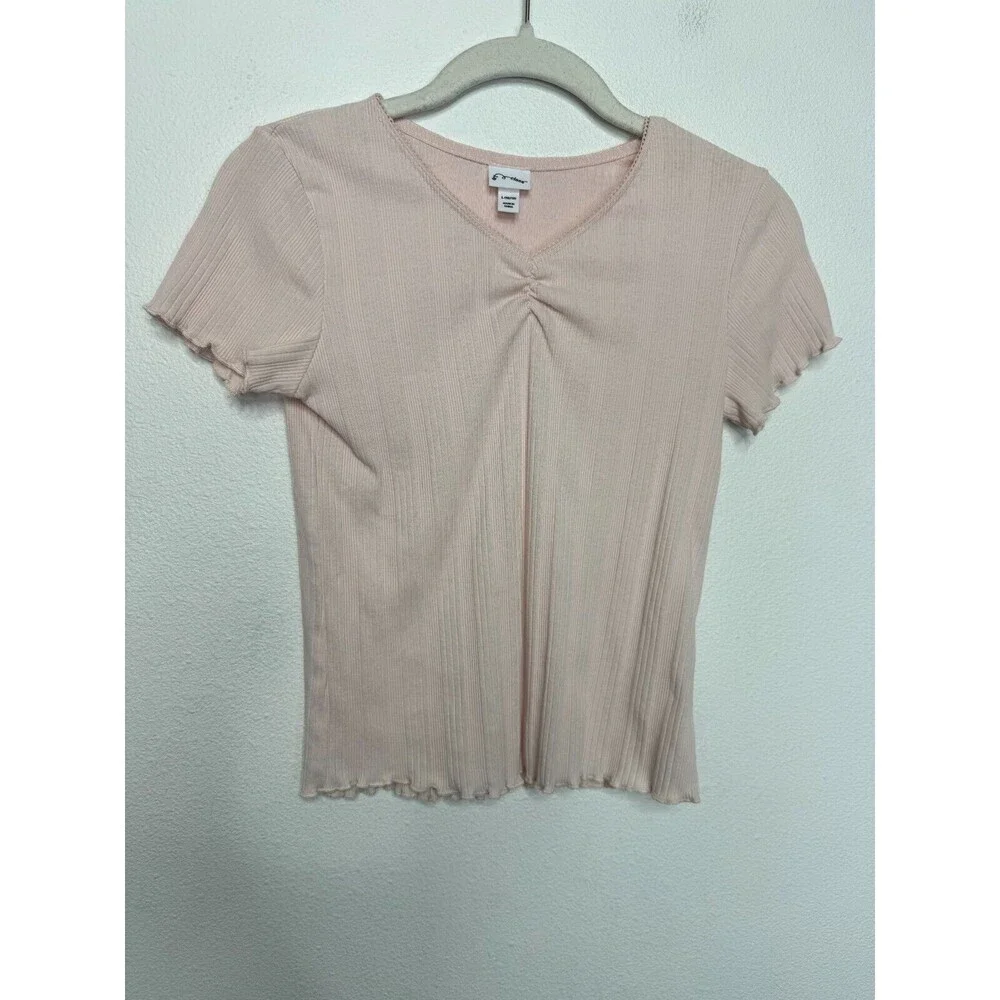Art Class Ribbed Knit Tops 2 Pack Size L Black Pink Short Sleeve Cotton Blend